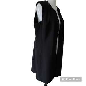 Coldwater Creek longline open front lined vest cardigan black size 14 EUC